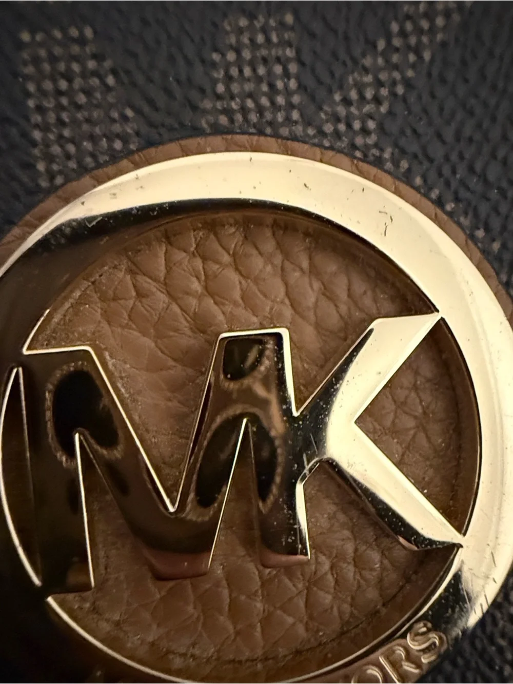 Michael Kors Brown Signature MK Fulton Continental Wallet with Gold Emblem